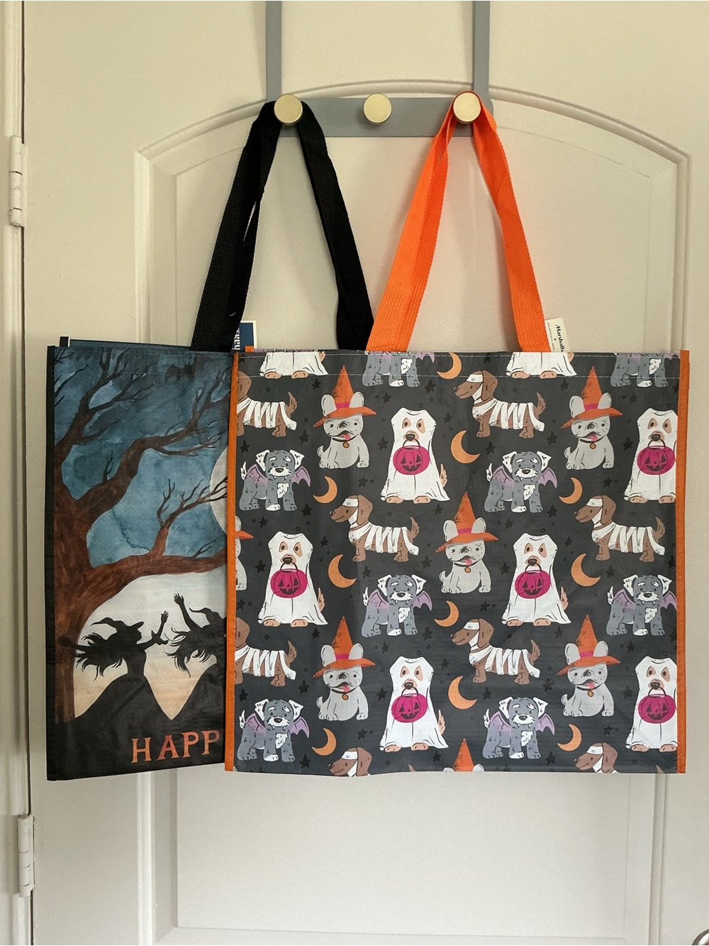 Set of 2, Halloween Reusable Tote Bags